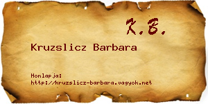 Kruzslicz Barbara névjegykártya